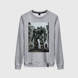 Свитшот хлопковый женский Конвой роботов в городе, цвет: меланж