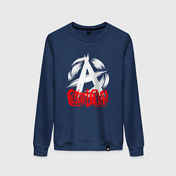 Свитшот хлопковый женский Анархия логотип Сектор газа, цвет: тёмно-синий