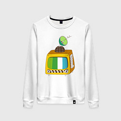 Свитшот хлопковый женский Спутниковое тв, цвет: белый