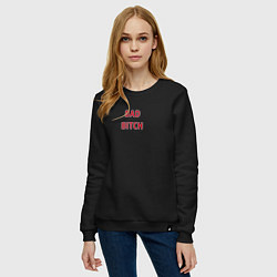 Свитшот хлопковый женский Bad bitch, цвет: черный — фото 2
