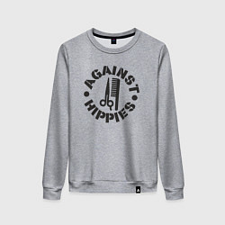 Свитшот хлопковый женский Я против хиппи, цвет: меланж