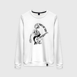 Свитшот хлопковый женский Skeleton guitarist - punks not dead motto, цвет: белый