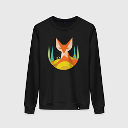 Свитшот хлопковый женский Forest fox, цвет: черный