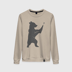 Свитшот хлопковый женский Мишка с шампанским, цвет: миндальный