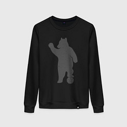 Свитшот хлопковый женский Мишка футболист, цвет: черный