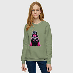 Свитшот хлопковый женский Дарт Вейдер лего пиксель арт, цвет: авокадо — фото 2