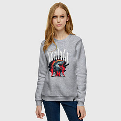 Свитшот хлопковый женский Итальянские мемы акула в кроссовках, цвет: меланж — фото 2