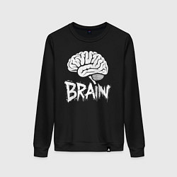 Свитшот хлопковый женский Brain, цвет: черный