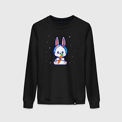 Свитшот хлопковый женский Зайчик космонавтик, цвет: черный