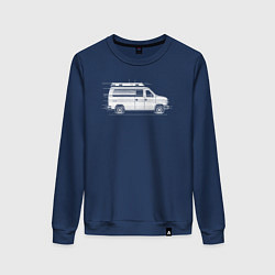 Свитшот хлопковый женский Машина скорой помощи в движении, цвет: тёмно-синий