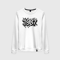 Свитшот хлопковый женский Граффити 1987, цвет: белый