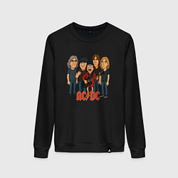 Свитшот хлопковый женский Карикатура ACDC, цвет: черный