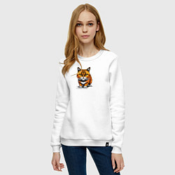 Свитшот хлопковый женский Добрый взгляд кота, цвет: белый — фото 2