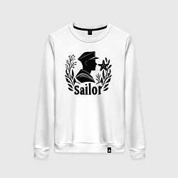 Свитшот хлопковый женский Моряк с морской звездой, цвет: белый