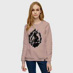 Свитшот хлопковый женский Пожарный в огне, цвет: пыльно-розовый — фото 2