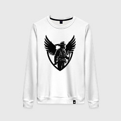 Свитшот хлопковый женский Огненный страж с крыльями, цвет: белый