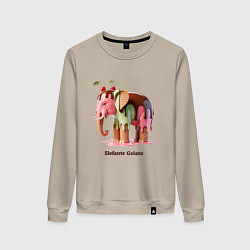 Свитшот хлопковый женский Брейнрот - Elefante Gelato, цвет: миндальный