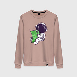 Женский свитшот Космонавт и доллары