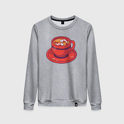 Свитшот хлопковый женский Рыбки в чашке, цвет: меланж