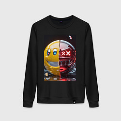 Свитшот хлопковый женский Смайлик твоего настроения, цвет: черный