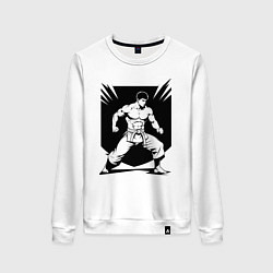 Свитшот хлопковый женский Аниме самбист, цвет: белый