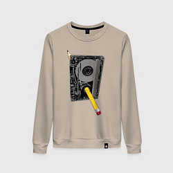 Свитшот хлопковый женский Карандашная перемотка, цвет: миндальный