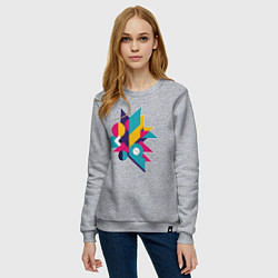 Свитшот хлопковый женский Геометрическая абстракция - взрыв форм и цветов, цвет: меланж — фото 2