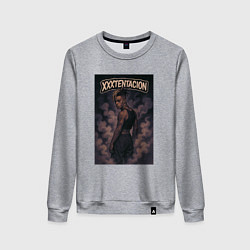 Свитшот хлопковый женский XXXTentacion в дыму, цвет: меланж