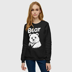 Свитшот хлопковый женский Медведь с надписью, цвет: черный — фото 2