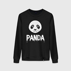 Свитшот хлопковый женский Панда минимализм, цвет: черный