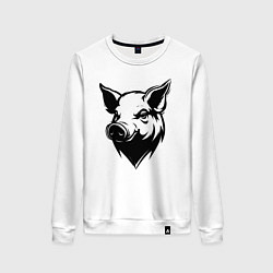 Свитшот хлопковый женский Свиная голова, цвет: белый