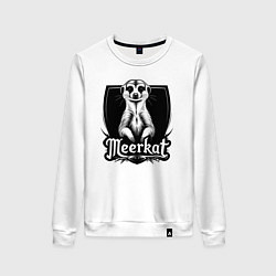 Свитшот хлопковый женский Сурикат на щите, цвет: белый