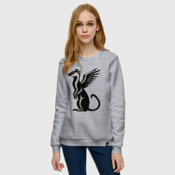 Свитшот хлопковый женский Черный крылатый сурикат, цвет: меланж — фото 2
