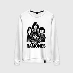 Свитшот хлопковый женский Ramones силуэты, цвет: белый