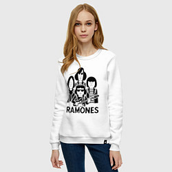 Свитшот хлопковый женский Ramones силуэты, цвет: белый — фото 2
