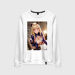 Свитшот хлопковый женский Марин Китагава наряде гламурной кисы, цвет: белый