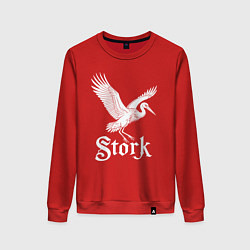 Свитшот хлопковый женский Летящий аист, цвет: красный