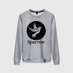 Свитшот хлопковый женский Воробей в круге, цвет: меланж