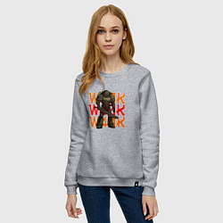 Свитшот хлопковый женский Космодесантник в броне цвета хаки, цвет: меланж — фото 2