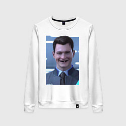 Свитшот хлопковый женский Коннор мем, цвет: белый