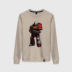 Свитшот хлопковый женский Космический десантник в красных тонах, цвет: миндальный