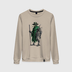 Свитшот хлопковый женский Кибернетический чумной доктор, цвет: миндальный