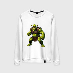 Женский свитшот Гибрид Шрека и Халка стоит в динамичной позе