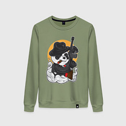 Свитшот хлопковый женский Панда гангстер, цвет: авокадо