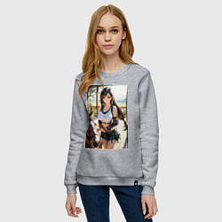 Свитшот хлопковый женский Тифа Локхард с пони, цвет: меланж — фото 2