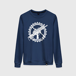 Свитшот хлопковый женский Шестерёнка и автомат, цвет: тёмно-синий