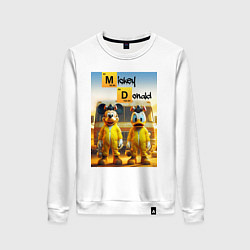 Свитшот хлопковый женский Mickey Mouse and Donald Duck - Breaking bad soap o, цвет: белый