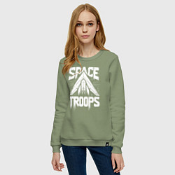 Свитшот хлопковый женский Космические войска урбан-стиль, цвет: авокадо — фото 2
