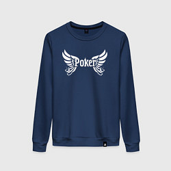 Свитшот хлопковый женский Покер с крыльями, цвет: тёмно-синий