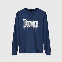 Свитшот хлопковый женский Doomer в потеках, цвет: тёмно-синий